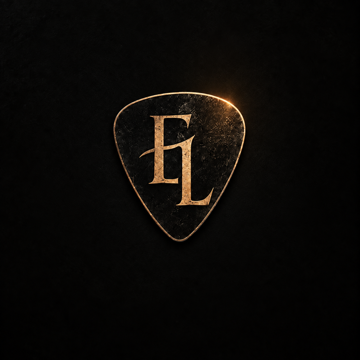 Médiator EL doré, logo Émile Leudet